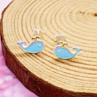 1 Pair Cute Whale Epoxy Sterling Silver Ear Studs sku image 1