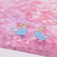 1 Pair Cute Whale Epoxy Sterling Silver Ear Studs main image 4