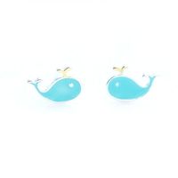 1 Pair Cute Whale Epoxy Sterling Silver Ear Studs main image 3