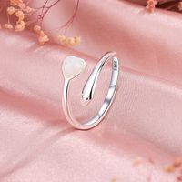 Lady Sweet Heart Shape Sterling Silver Plating Inlay Moonstone Open Rings sku image 2