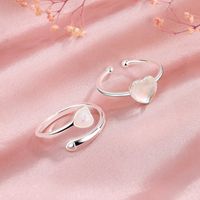 Lady Sweet Heart Shape Sterling Silver Plating Inlay Moonstone Open Rings main image 1