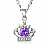 Elegant Crown Sterling Silver Inlay Zircon Charms Pendant Necklace sku image 3