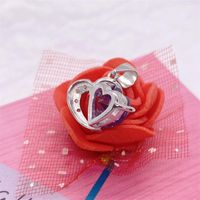 Elegant Shiny Heart Shape Sterling Silver Inlay Zircon Charms Pendant Necklace main image 5