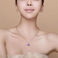 Elegant Shiny Heart Shape Sterling Silver Inlay Zircon Charms Pendant Necklace main image 6