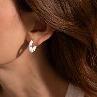 1 Pair Ig Style C Shape Enamel Plating Inlay Stainless Steel Artificial Diamond 18k Gold Plated Ear Studs main image 3
