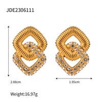 1 Paar Einfacher Stil Rhombus Überzug Inlay Rostfreier Stahl Perle 18 Karat Vergoldet Ohrringe sku image 2