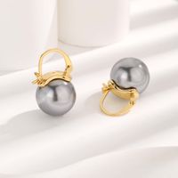 1 Pair Glam Sweet Love Round Plating Imitation Pearl Titanium Steel Copper Gold Plated Earrings sku image 3
