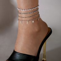 4 Pieces Vacation Star Alloy Beaded Buckle Chain Women's Anklet main image 3