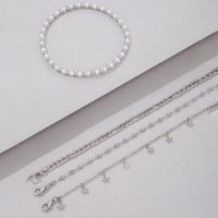 4 Pieces Vacation Star Alloy Beaded Buckle Chain Women's Anklet main image 8