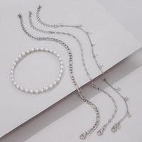 4 Pieces Vacation Star Alloy Beaded Buckle Chain Women's Anklet main image 9