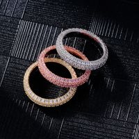 Copper K Gold Plated Rhodium Plated Hip-Hop Simple Style Plating Inlay Round Zircon Rings main image 1