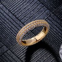 Copper K Gold Plated Rhodium Plated Hip-Hop Simple Style Plating Inlay Round Zircon Rings main image 3
