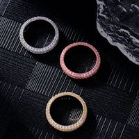 Copper K Gold Plated Rhodium Plated Hip-Hop Simple Style Plating Inlay Round Zircon Rings main image 5