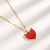Elegant Glam Simple Style Heart Shape Titanium Steel Epoxy Plating Inlay Resin Zircon Gold Plated Pendant Necklace main image 3