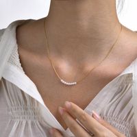 Élégant Style Simple Géométrique Alliage De Cuivre Perlé Placage Incruster Perles Artificielles Femmes Collier main image 1