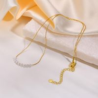 Elegant Simple Style Geometric Copper Alloy Beaded Plating Inlay Artificial Pearls Women's Necklace main image 7