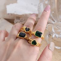 Retro Luxurious French Style Geometric Heart Shape Copper Plating Inlay Zircon 18k Gold Plated Open Rings main image 2