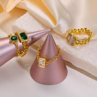 Brass Gold Plated Elegant Simple Style Plating Inlay Geometric Zircon Rings main image 4