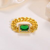 Brass Gold Plated Elegant Simple Style Plating Inlay Geometric Zircon Rings main image 5