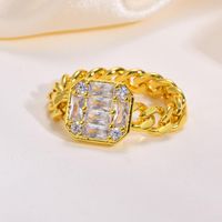 Brass Gold Plated Elegant Simple Style Plating Inlay Geometric Zircon Rings main image 6