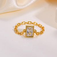 Brass Gold Plated Elegant Simple Style Plating Inlay Geometric Zircon Rings main image 3