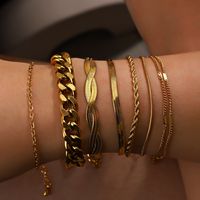 IG Style Simple Style Twist 304 Stainless Steel 18K Gold Plated Bracelets In Bulk main image 1