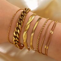 IG Style Simple Style Twist 304 Stainless Steel 18K Gold Plated Bracelets In Bulk main image 5