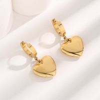 1 Pair Fairy Style Glam Cute Heart Shape Flower Plating Inlay Titanium Steel Copper Shell Zircon Gold Plated Ear Studs main image 9