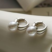 1 Pair Simple Style Geometric Plating Inlay Copper Artificial Pearls 18k Gold Plated White Gold Plated Earrings main image 3
