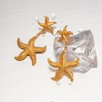 1 Pair Ig Style Vacation Starfish Plating Stainless Steel 18k Gold Plated Drop Earrings main image 1