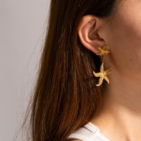 1 Pair Ig Style Vacation Starfish Plating Stainless Steel 18k Gold Plated Drop Earrings main image 2