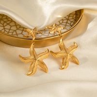 1 Pair Ig Style Vacation Starfish Plating Stainless Steel 18k Gold Plated Drop Earrings main image 5