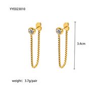 1 Pair Simple Style Roman Style Geometric Plating Inlay 201 Stainless Steel Artificial Diamond 18K Gold Plated Drop Earrings sku image 1