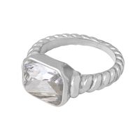 Retro Luxuriös Französische Art Geometrisch Herzform Kupfer Überzug Inlay Zirkon 18 Karat Vergoldet Offener Ring sku image 5