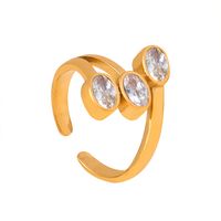 Retro Luxurious French Style Geometric Heart Shape Copper Plating Inlay Zircon 18k Gold Plated Open Rings sku image 20