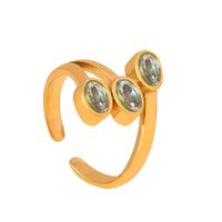 Retro Luxuriös Französische Art Geometrisch Herzform Kupfer Überzug Inlay Zirkon 18 Karat Vergoldet Offener Ring sku image 21