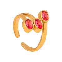 Retro Luxuriös Französische Art Geometrisch Herzform Kupfer Überzug Inlay Zirkon 18 Karat Vergoldet Offener Ring sku image 22