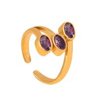 Retro Luxurious French Style Geometric Heart Shape Copper Plating Inlay Zircon 18k Gold Plated Open Rings sku image 24