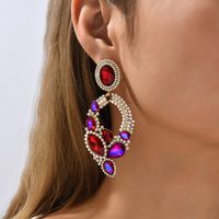 Retro Lady Water Droplets Rhinestone Tassel Inlay Artificial Gemstones Women's Drop Earrings main image 2