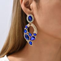 Retro Lady Water Droplets Rhinestone Tassel Inlay Artificial Gemstones Women's Drop Earrings main image 3