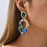 Retro Lady Water Droplets Rhinestone Tassel Inlay Artificial Gemstones Women's Drop Earrings main image 4