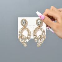Retro Lady Water Droplets Rhinestone Tassel Inlay Artificial Gemstones Women's Drop Earrings sku image 2