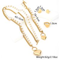 Wholesale Retro Roman Style Heart Shape Titanium Steel Rings Earrings Necklace main image 3