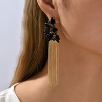 Wholesale Jewelry Retro Exaggerated Oval Tassel Zinc Alloy Glass Plating Inlay Drop Earrings main image 10