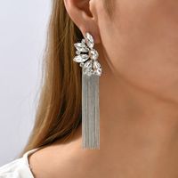 Wholesale Jewelry Retro Exaggerated Oval Tassel Zinc Alloy Glass Plating Inlay Drop Earrings main image 9