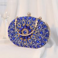 Silver Black Rose Red Pu Leather Floral Oval Evening Bags sku image 6