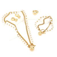 Wholesale Retro Roman Style Heart Shape Titanium Steel Rings Earrings Necklace sku image 9