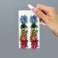 Retro Lady Gradient Color Rhinestone Inlay Artificial Gemstones Women's Drop Earrings sku image 1