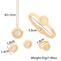 Lady Korean Style Geometric Titanium Steel Inlay Opal Rings Earrings Necklace main image 3