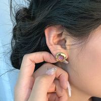 Lady Korean Style Geometric Titanium Steel Inlay Opal Rings Earrings Necklace main image 4